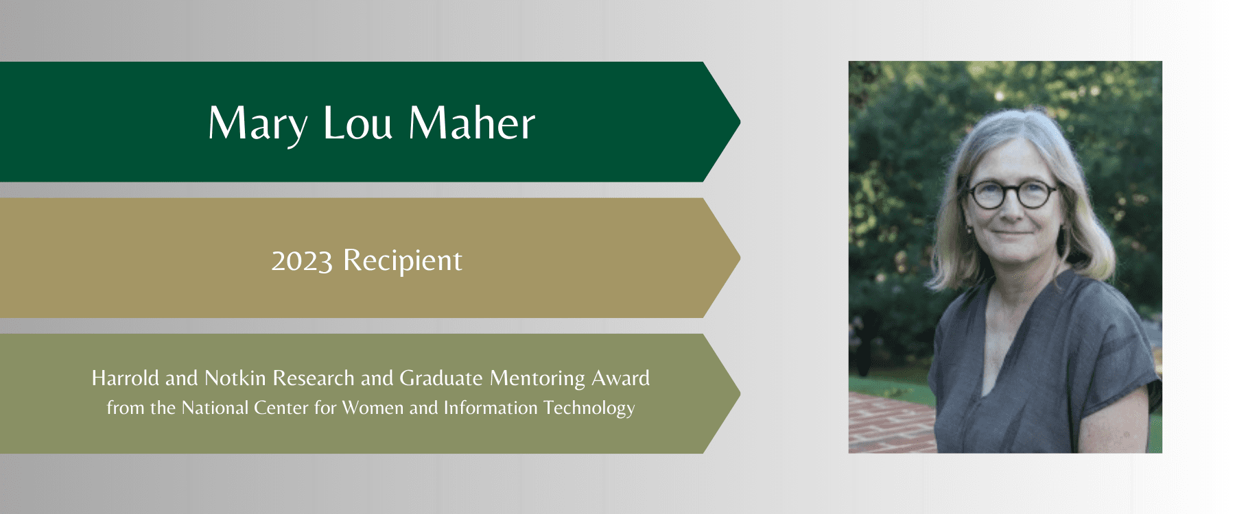 Mary Lou Maher 2023 Recipient: Harrold and Notkin Research and Graduate Mentoring Award from the National Center for Women and Information Technology