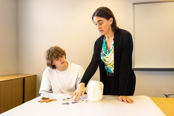 Professor Stephanie Schuckers teaching a student