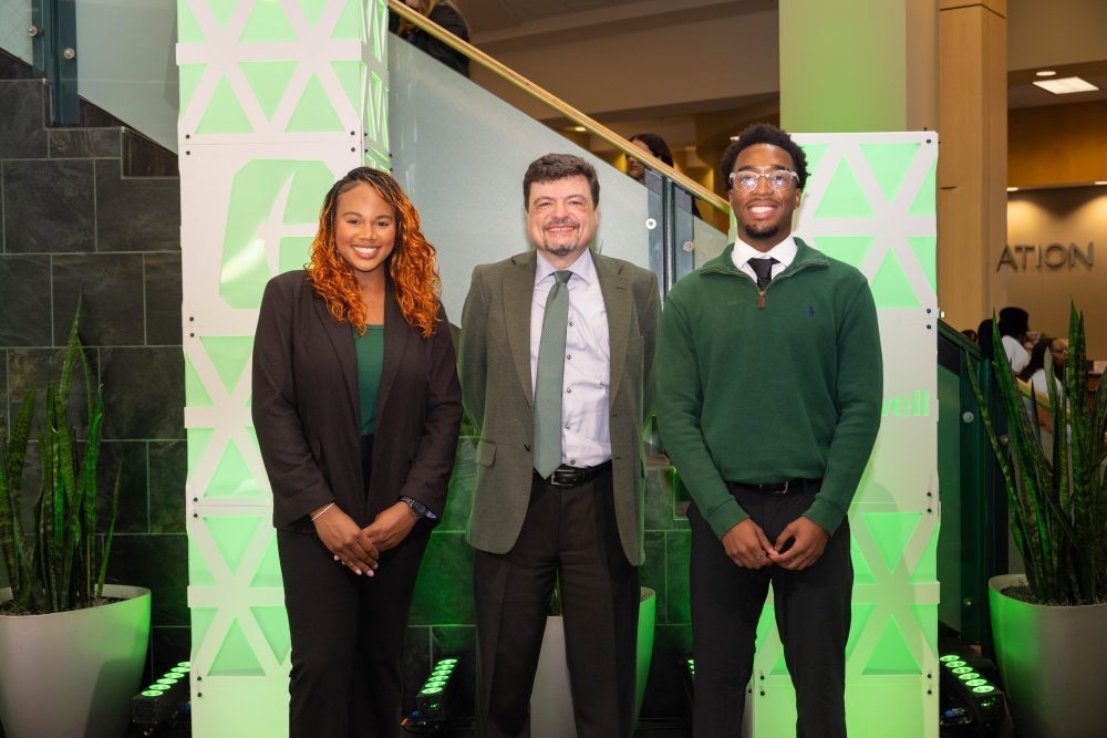Mikaria Hunt, CCI Dean Bojan Cukic and Josiah Beatty (Sushen Pattipati unable to attend)